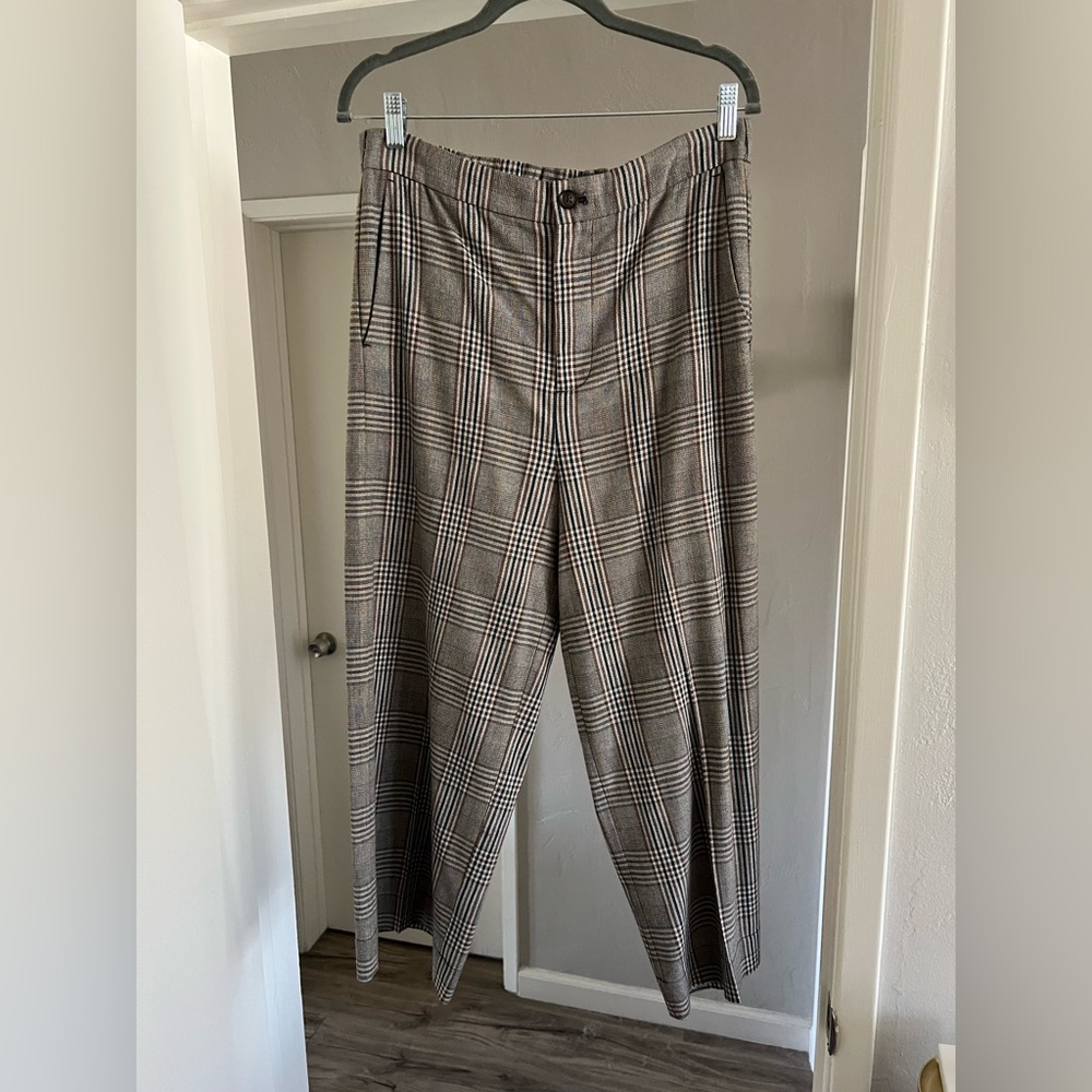 Madewell Cropped Wide Leg Plaid Pants